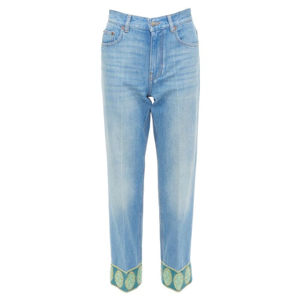 Valentino 2025 Runway Blue Beaded Denim Jeans